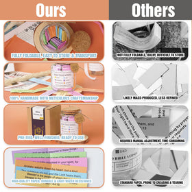 Close-up of SOUTHLISA Bible Verse Jar showing selected scripture cards