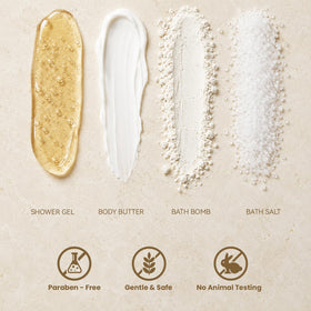 Close-up of Spa Luxetique bubble bath and shower gel