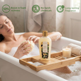 Close-up of Spa Luxetique hand cream and shower gel