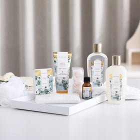 Close-up of Spa Luxetique shower gel and bubble bath