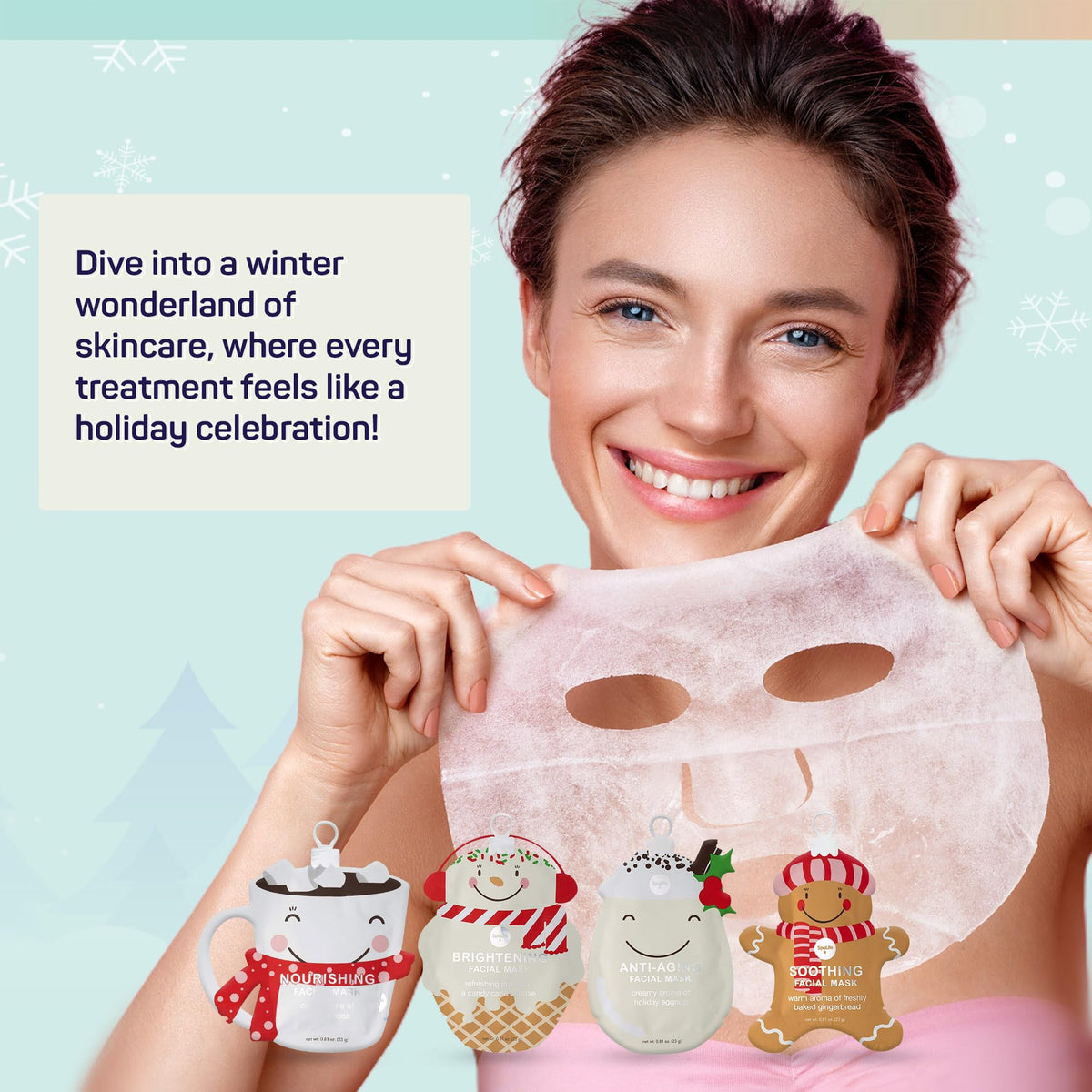 Close-up of SpaLife Peppermint face mask packaging