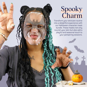 Close-up of SpaLife Pumpkin Mask on model's face