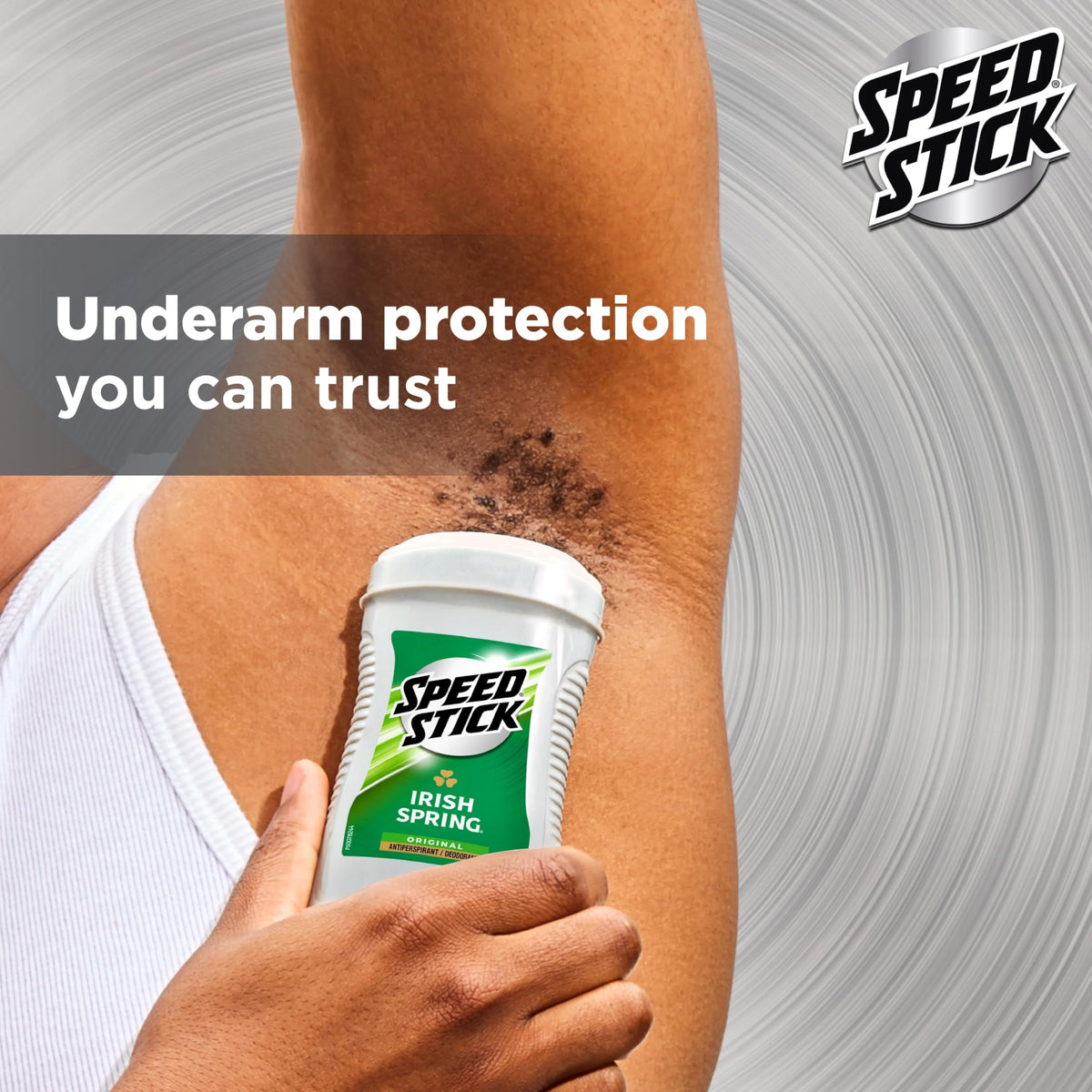 Close-up of Speed Stick Antiperspirant stick showing comfort guard applicator