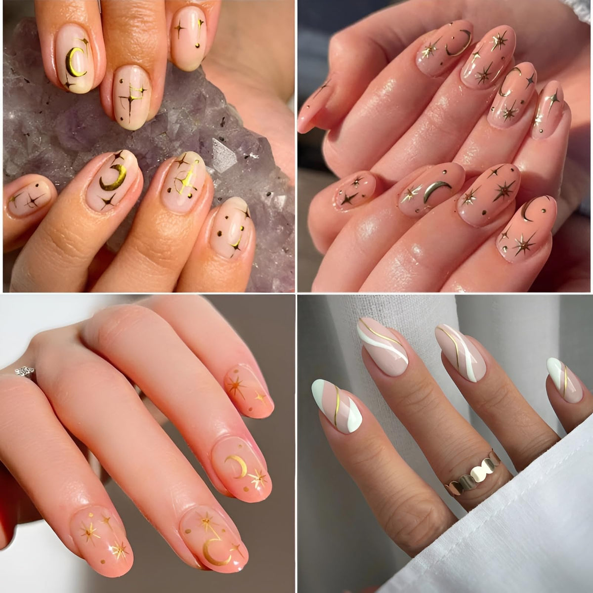 Close-up of SPLOCUDU gold butterfly nail stickers