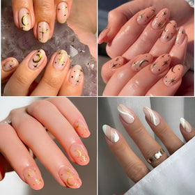 Close-up of SPLOCUDU gold butterfly nail stickers