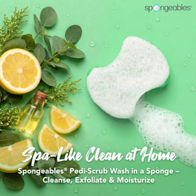 Close-up of Spongeables dual-textured foot scrub sponge