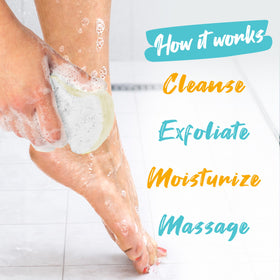 Close-up of Spongeables Pedi Scrub with argan oil