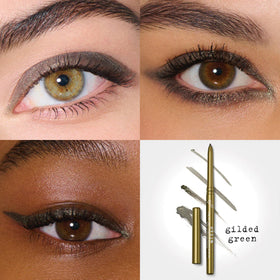 Close-up of stila Gel Eyeliner Gilded Green pencil tip