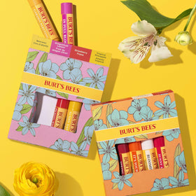 Close-up of Strawberry flavour lip balm tube from Burt's Bees