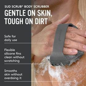Close-up of Sud Scrub's textured surface and secure strap