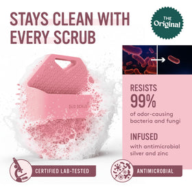 Close-up of Sud Scrub silicone body scrubber with flexible fins