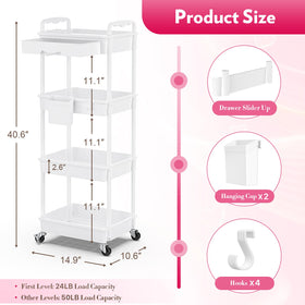 Close-up of SUNALLY Makeup Cart Organizer removable drawer