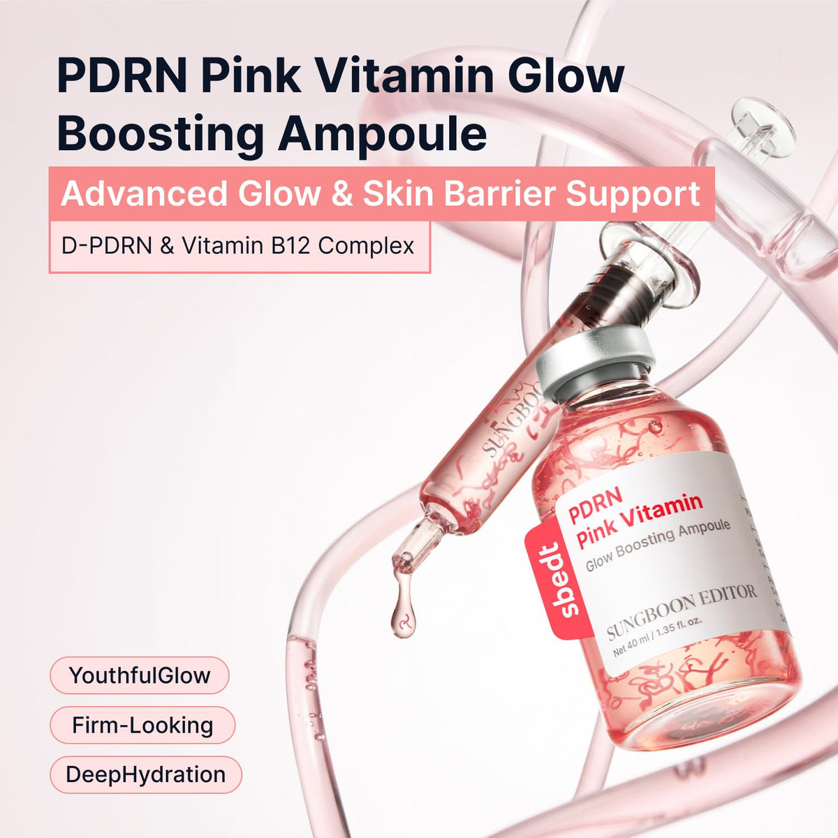 Close-up of SUNGBOON EDITOR PDRN Ampoule precision dosage applicator