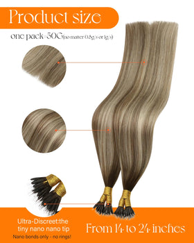 Close-up of Sunny Hair 20 Inch Nano Rings