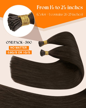Close-up of Sunny Hair 24 Inch I-Tip Extensions showing micro-ring tips