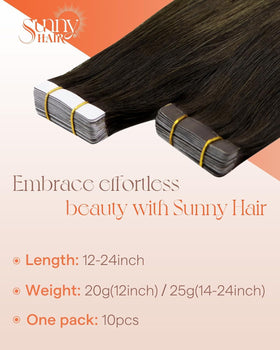 Close-up of Sunny Hair Brown Tape in Hair Extensions