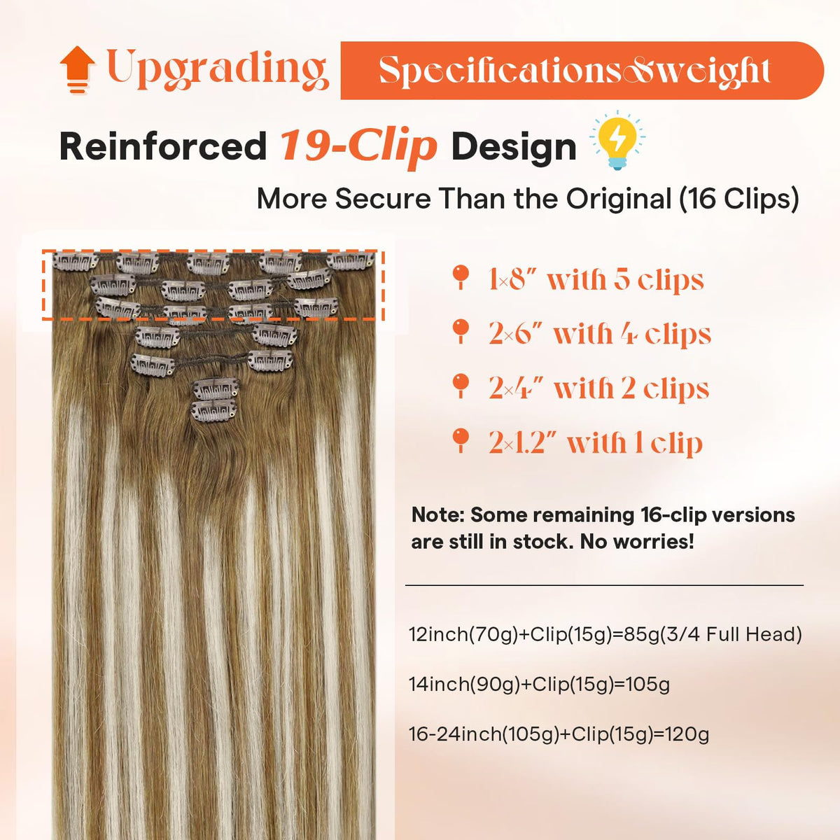 Close-up of Sunny Hair Clip-in Extensions clips