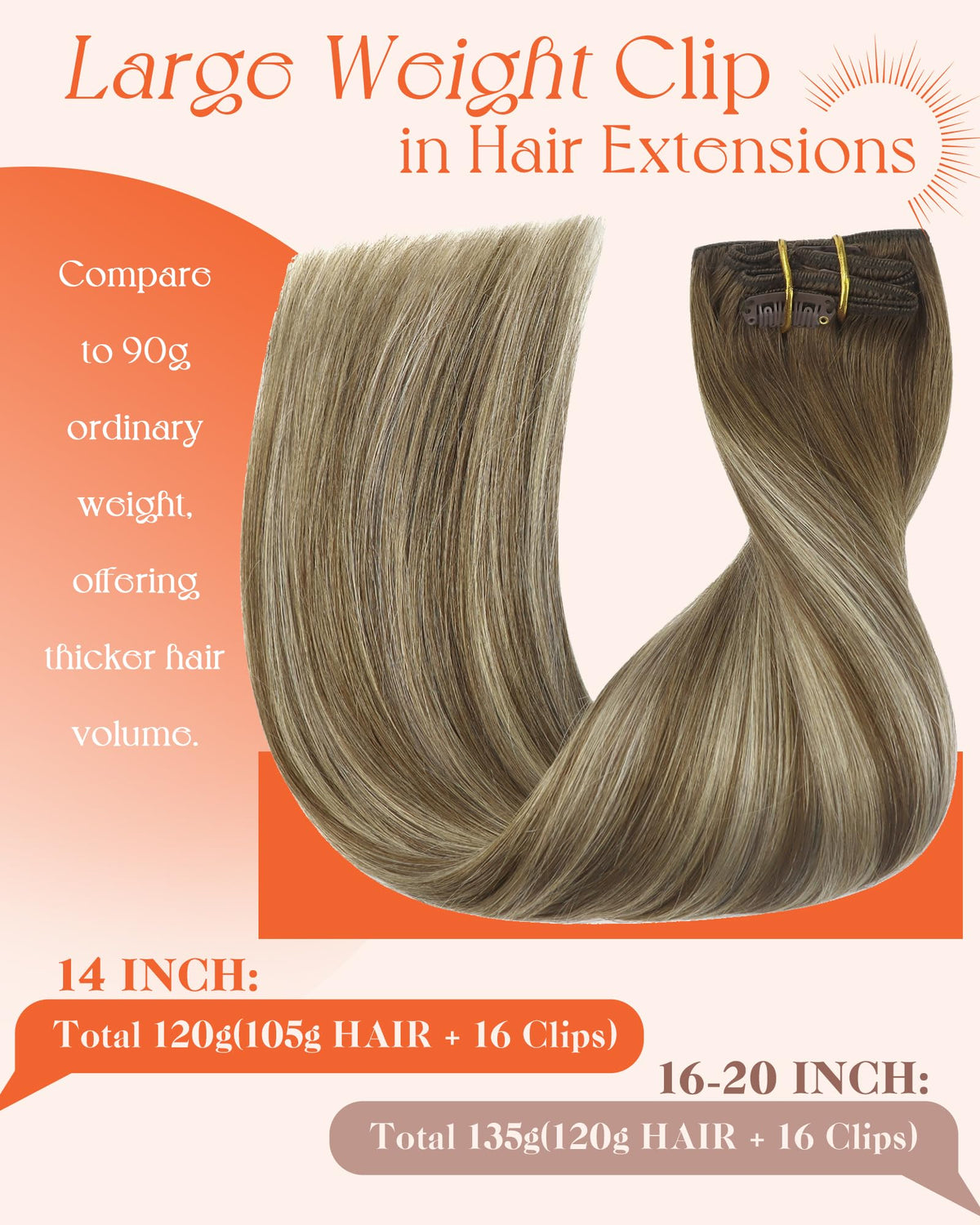 Close-up of Sunny Hair Clip-In Extensions clips
