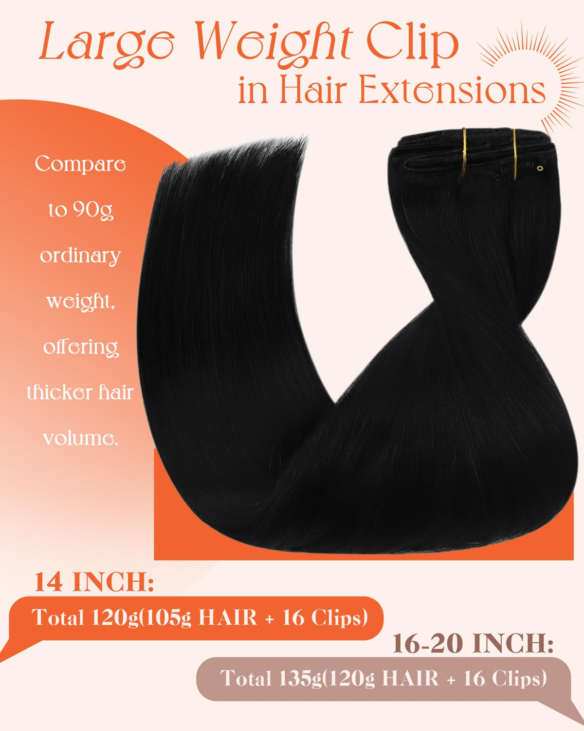 Close-up of Sunny Hair Clip-in Extensions clips
