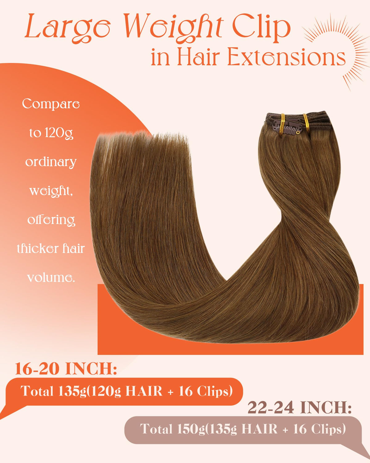 Close-up of Sunny Hair Clip-in Extensions clips