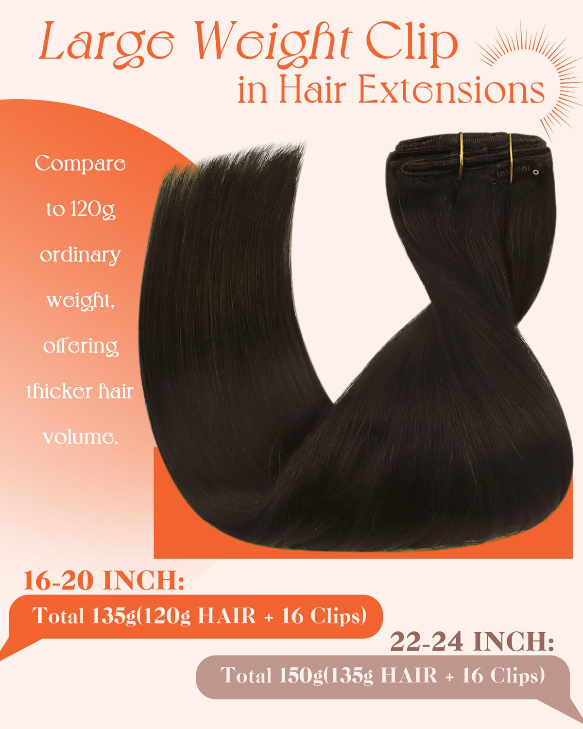 Close-up of Sunny Hair Clip-in Extensions clips