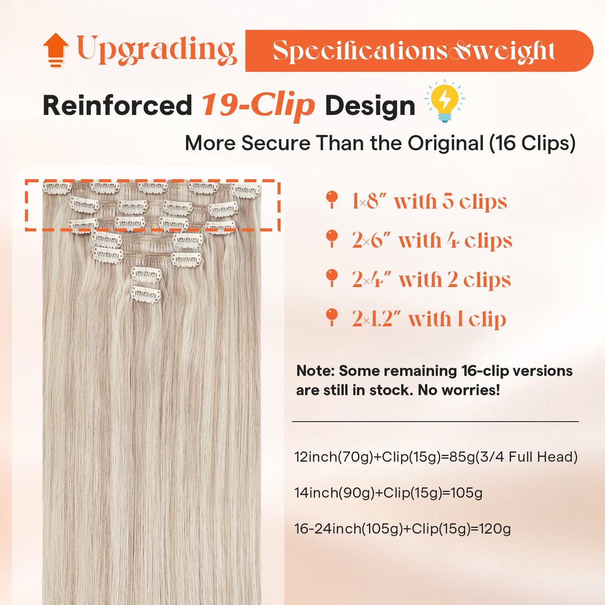 Close-up of Sunny Hair Clip-in Extensions clips and texture