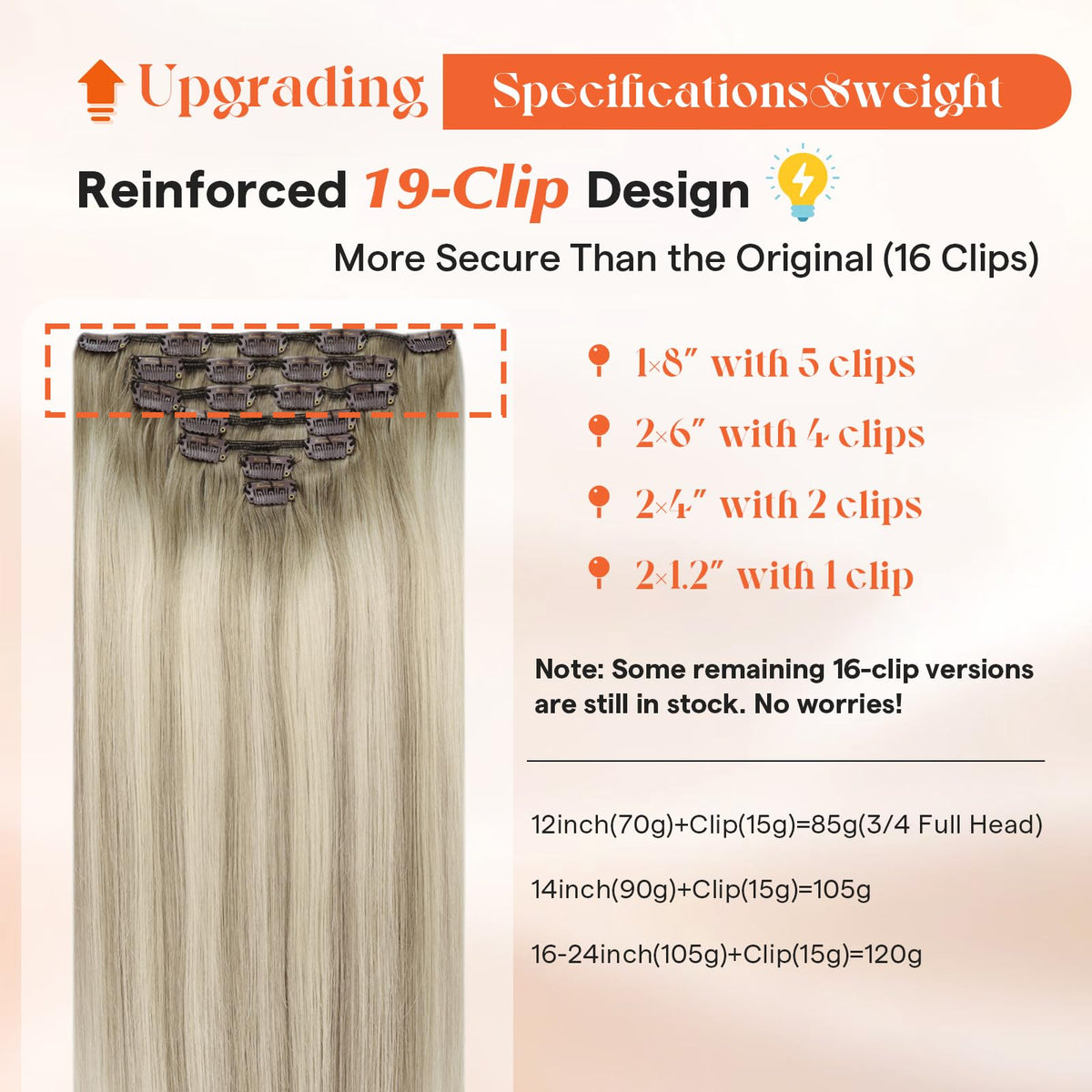 Close-up of Sunny Hair Clip-in Extensions clips and wefts