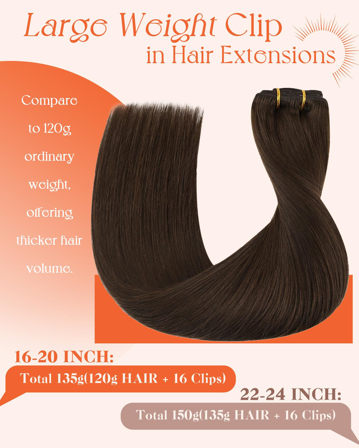Close-up of Sunny Hair Clip-in Extensions clips and wefts