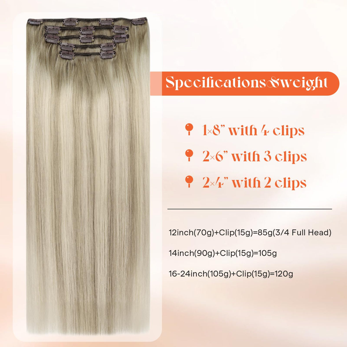 Close-up of Sunny Hair Clip-In Extensions clips and wefts