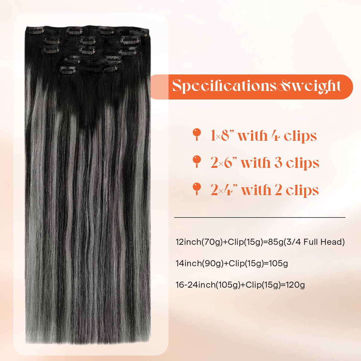 Close-up of Sunny Hair clip-in extensions highlighting the ombre effect