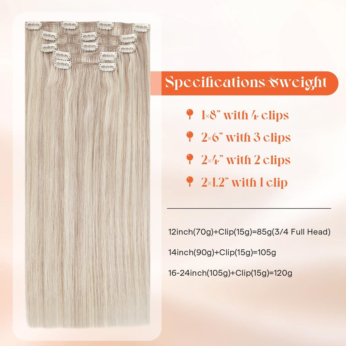 Close-up of Sunny Hair clip-in extensions showing clips