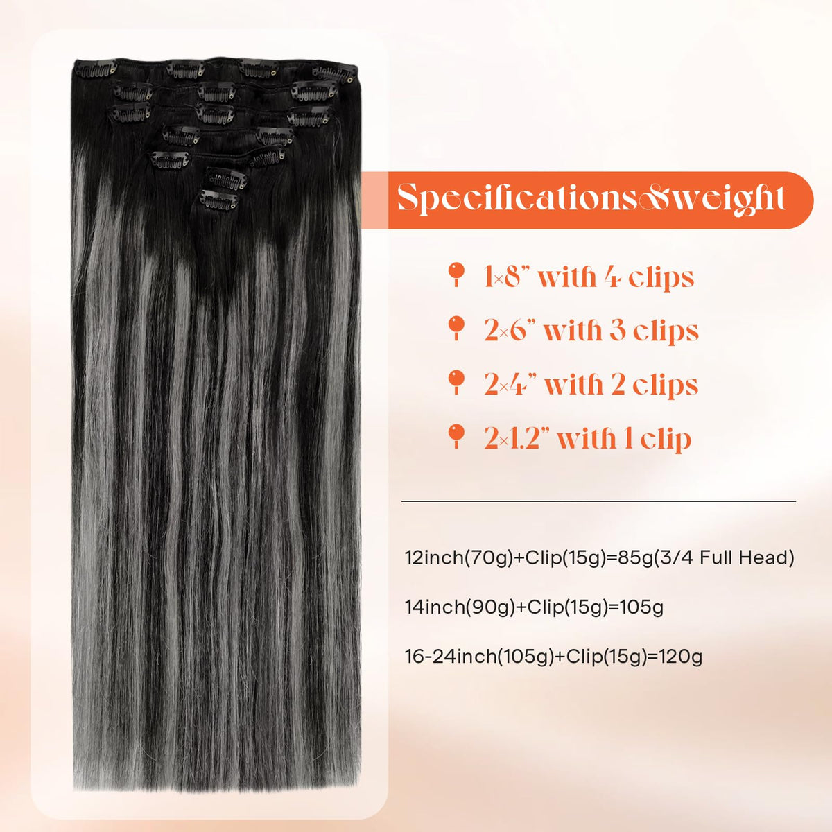Close-up of Sunny Hair Clip-in extensions showing the clips