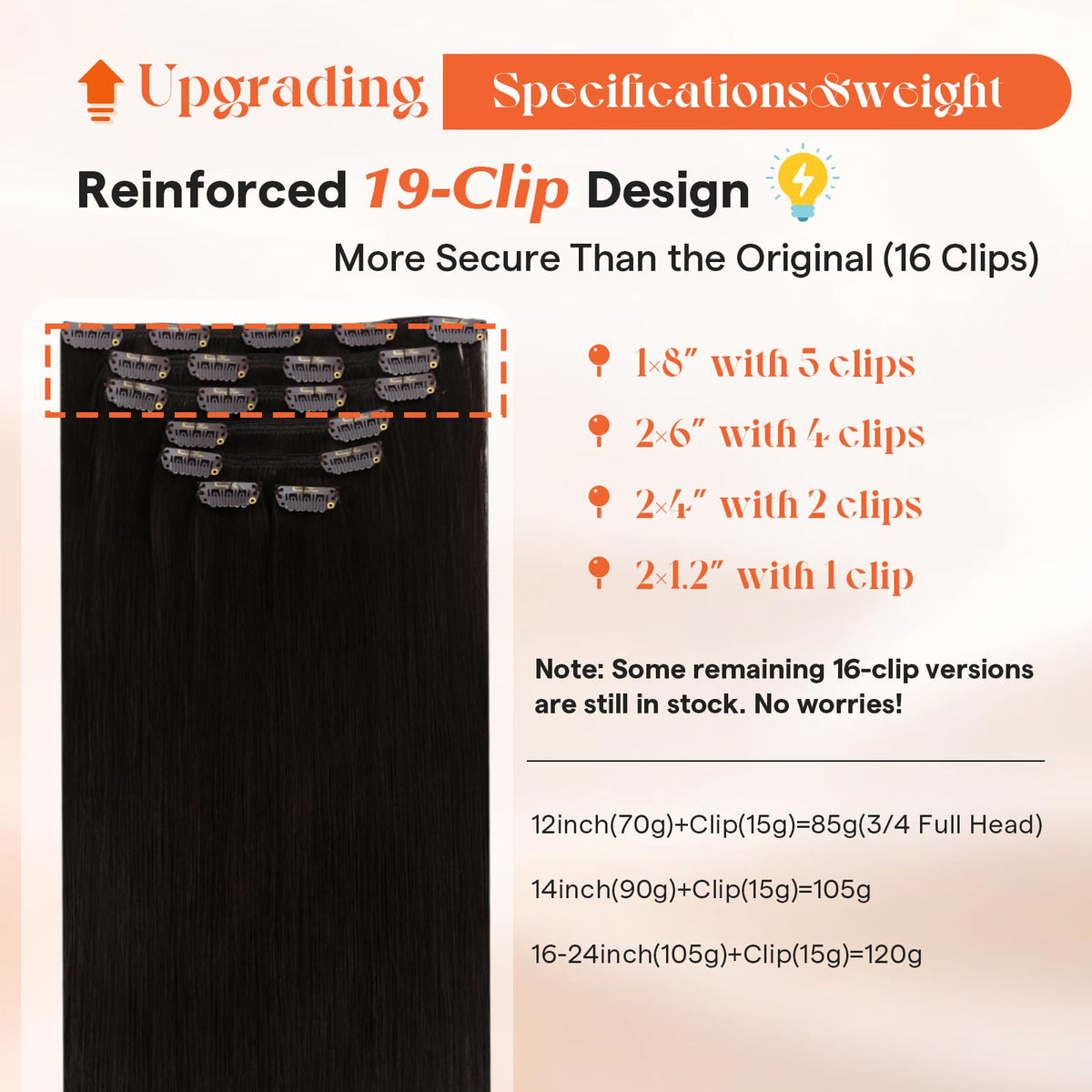 Close-up of Sunny Hair Clip-in Extensions stainless steel clips