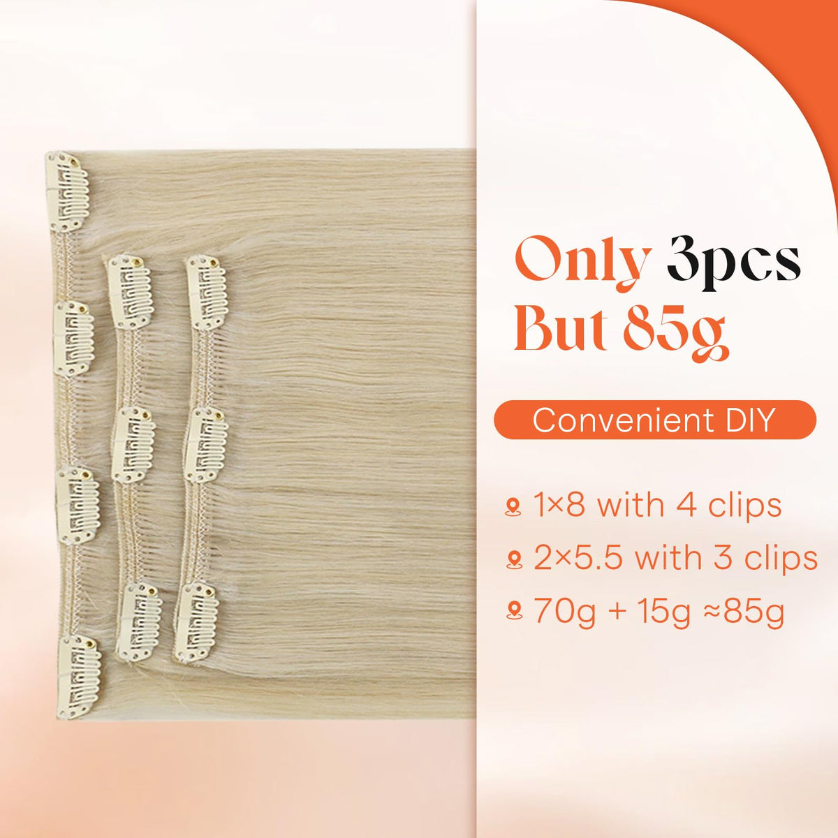 Close-up of Sunny Hair Clip-in Extensions texture