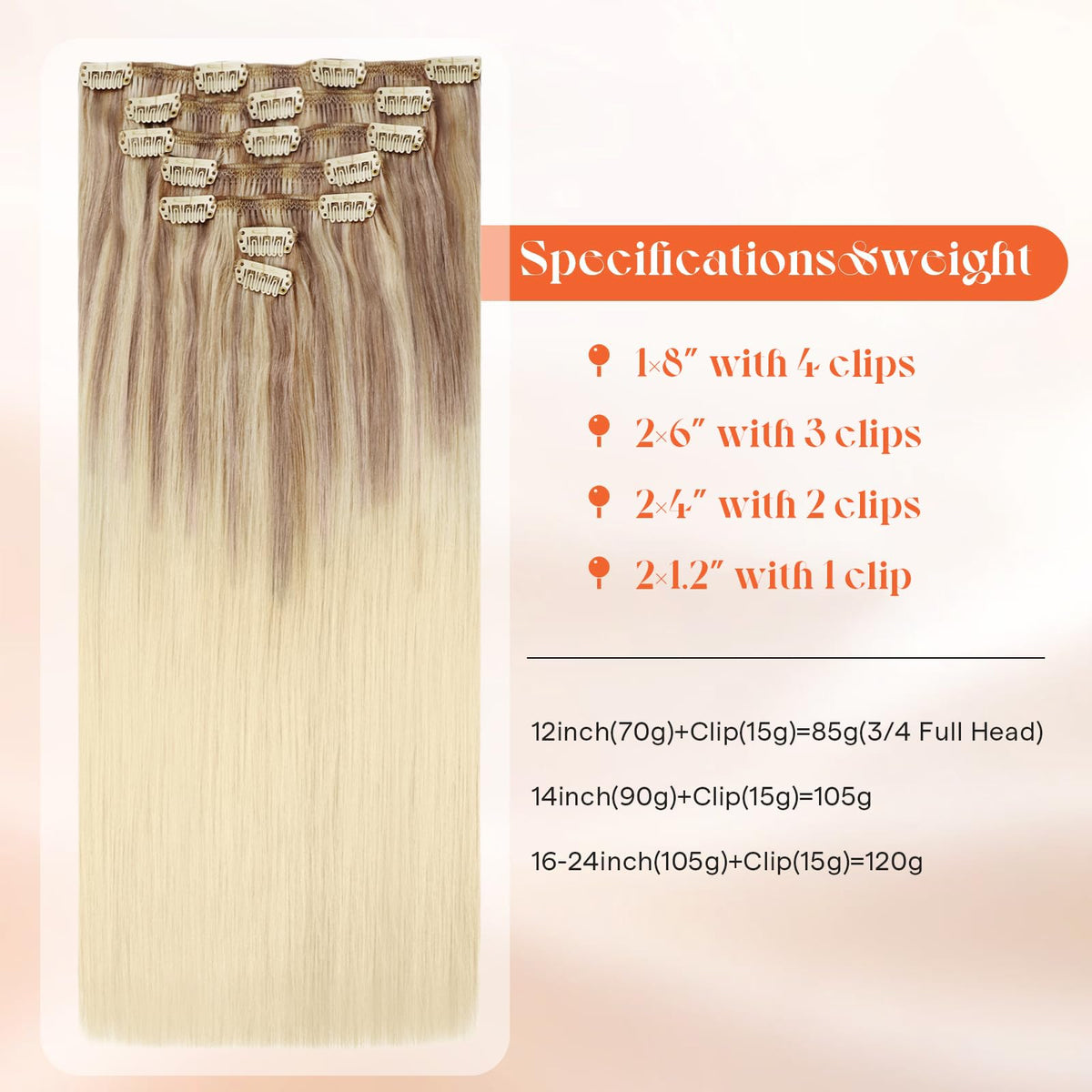 Close-up of Sunny Hair Clip-in Hair Extensions stainless steel clips