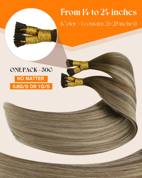 Close-up of Sunny Hair I-Tip Extensions micro-ring tips