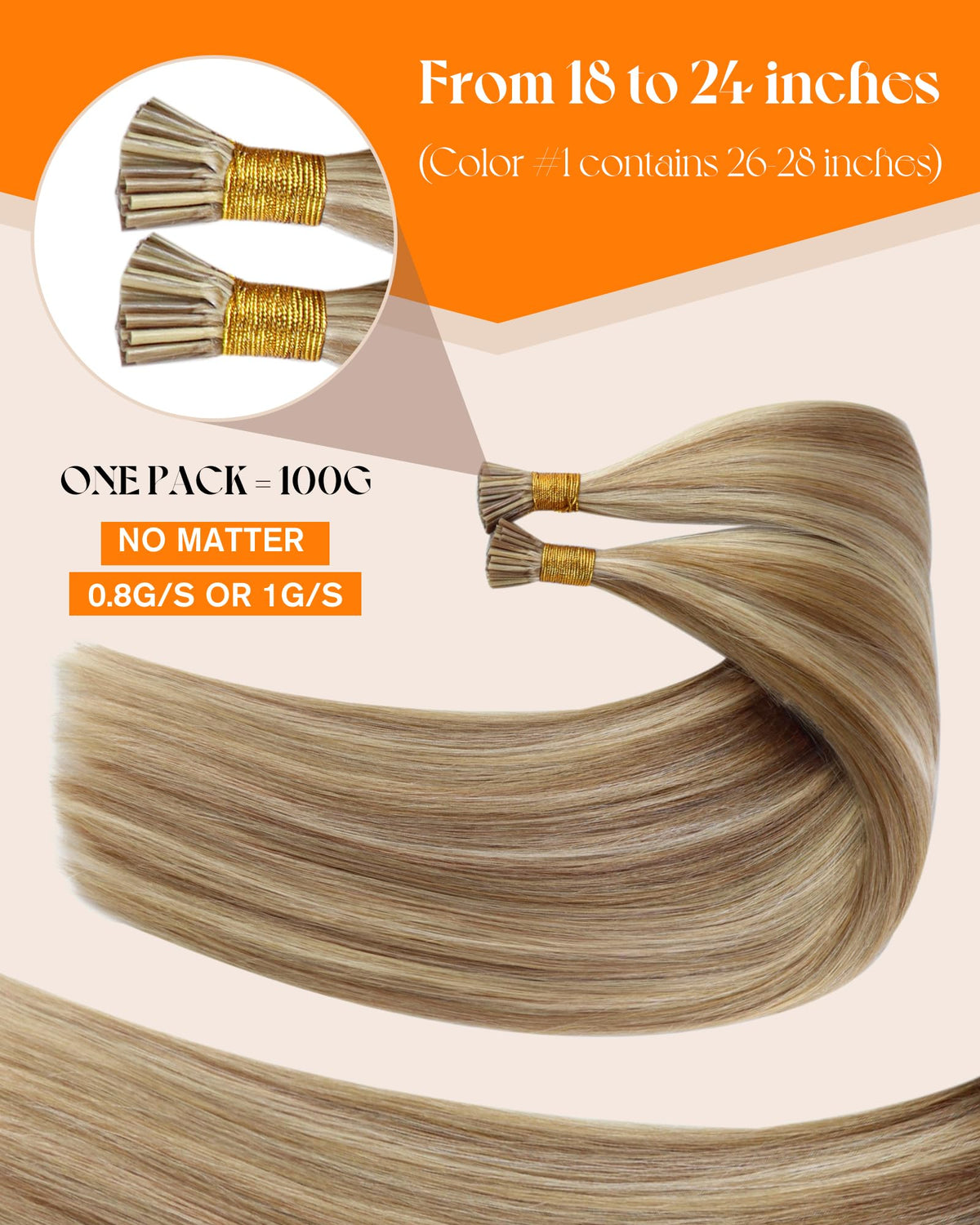 Close-up of Sunny Hair I Tip extensions showing micro-ring tip