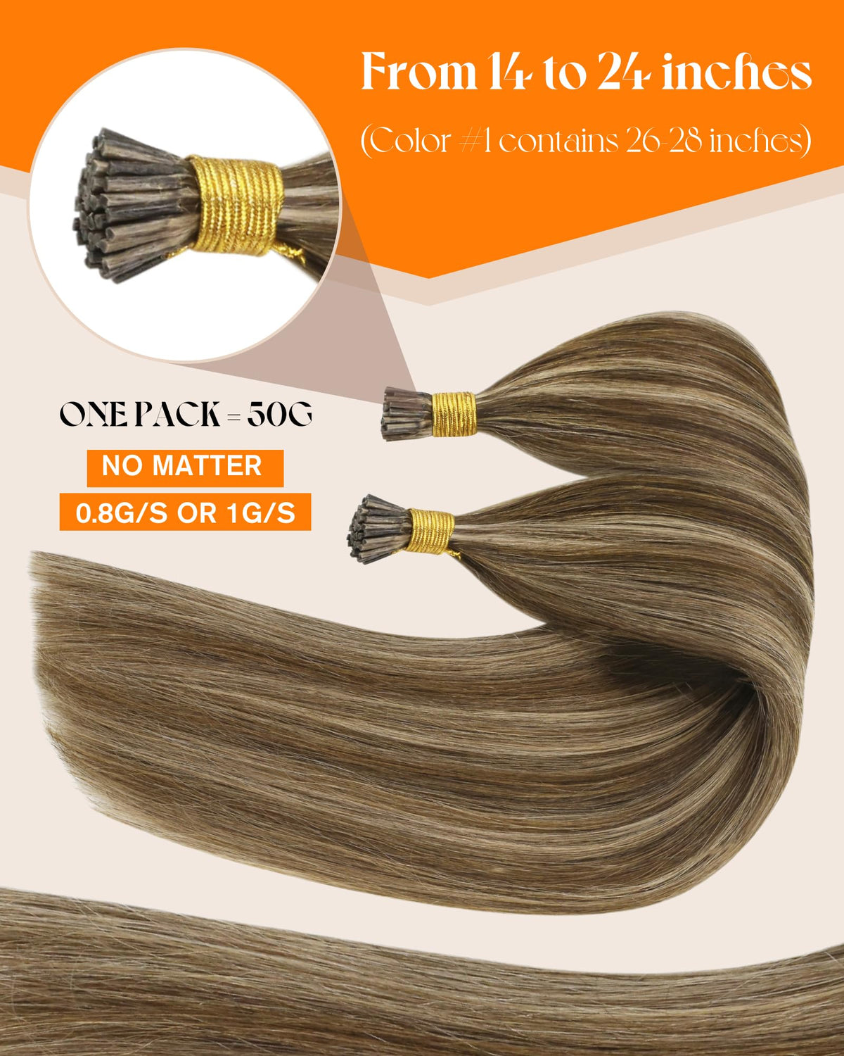 Close-up of Sunny Hair I Tip Extensions showing micro-ring tips