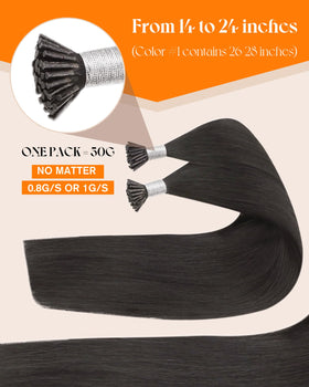 Close-up of Sunny Hair I-Tip extensions showing micro-ring tips