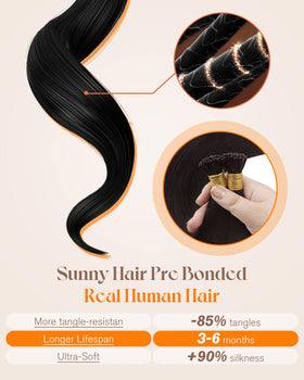 Close-up of Sunny Hair I Tip Hair Extensions micro-ring tips