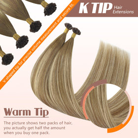 Close-up of Sunny Hair K Tip extensions keratin bond