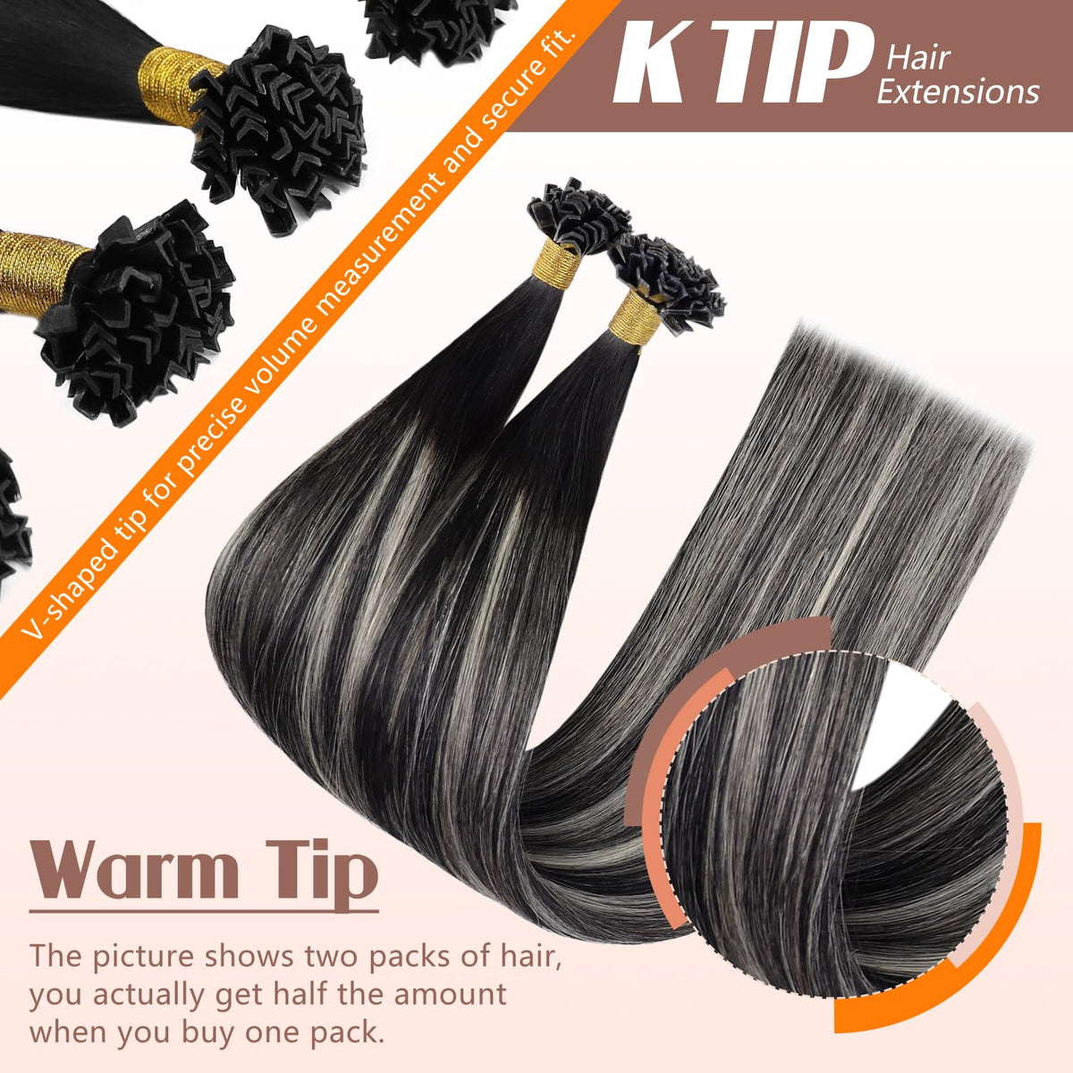 Close-up of Sunny Hair K Tip extensions showing keratin bond