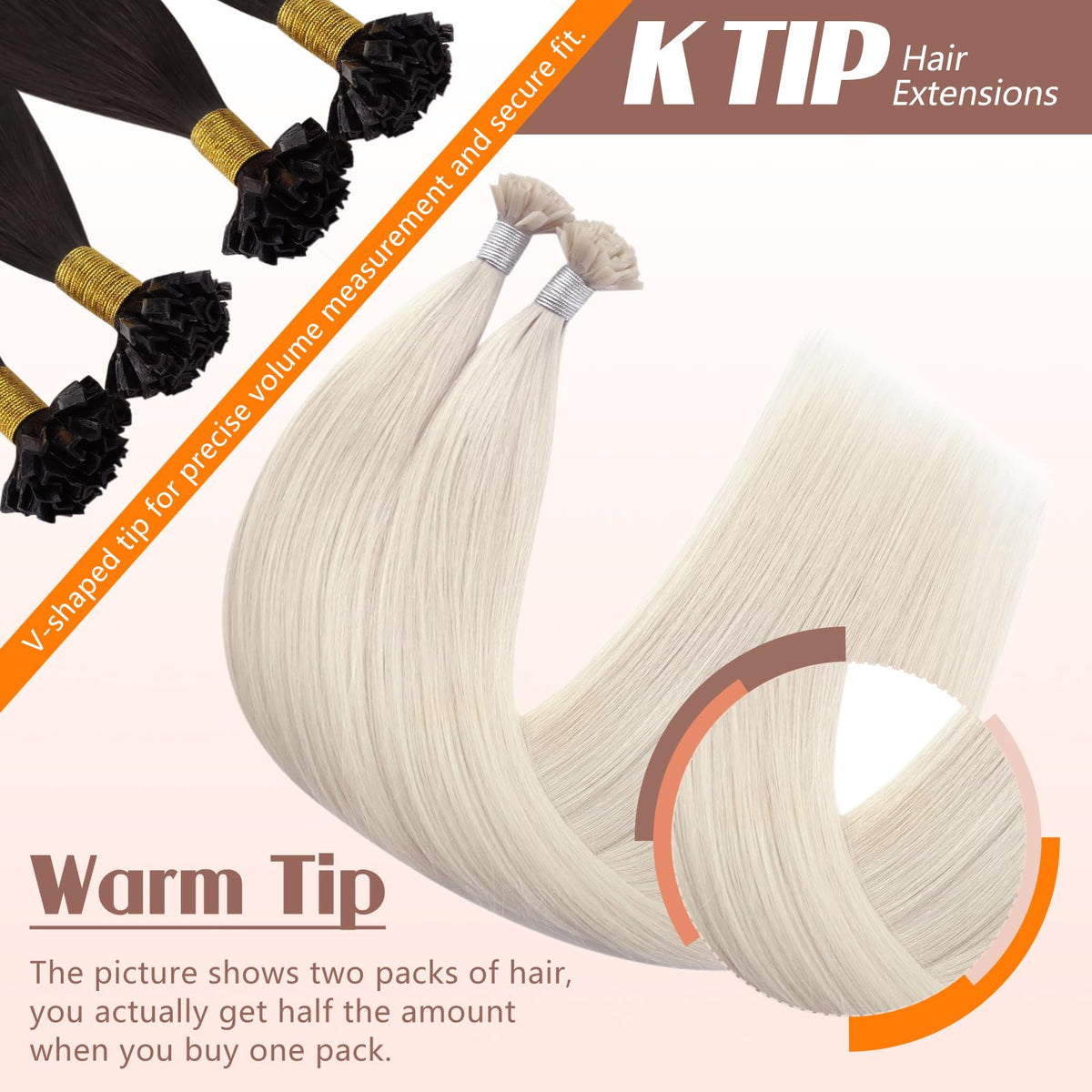 Close-up of Sunny Hair K Tip Hair Extensions keratin bond