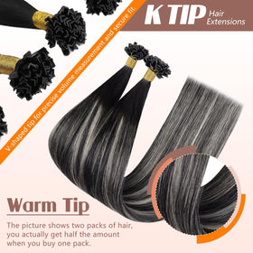 Close-up of Sunny Hair K Tips extensions showing keratin bonds