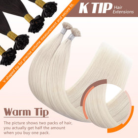 Close-up of Sunny Hair Ktip extensions showing keratin bond