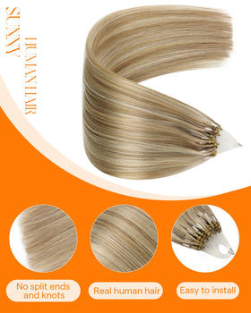 Close-up of Sunny Hair Microlink extensions micro beads