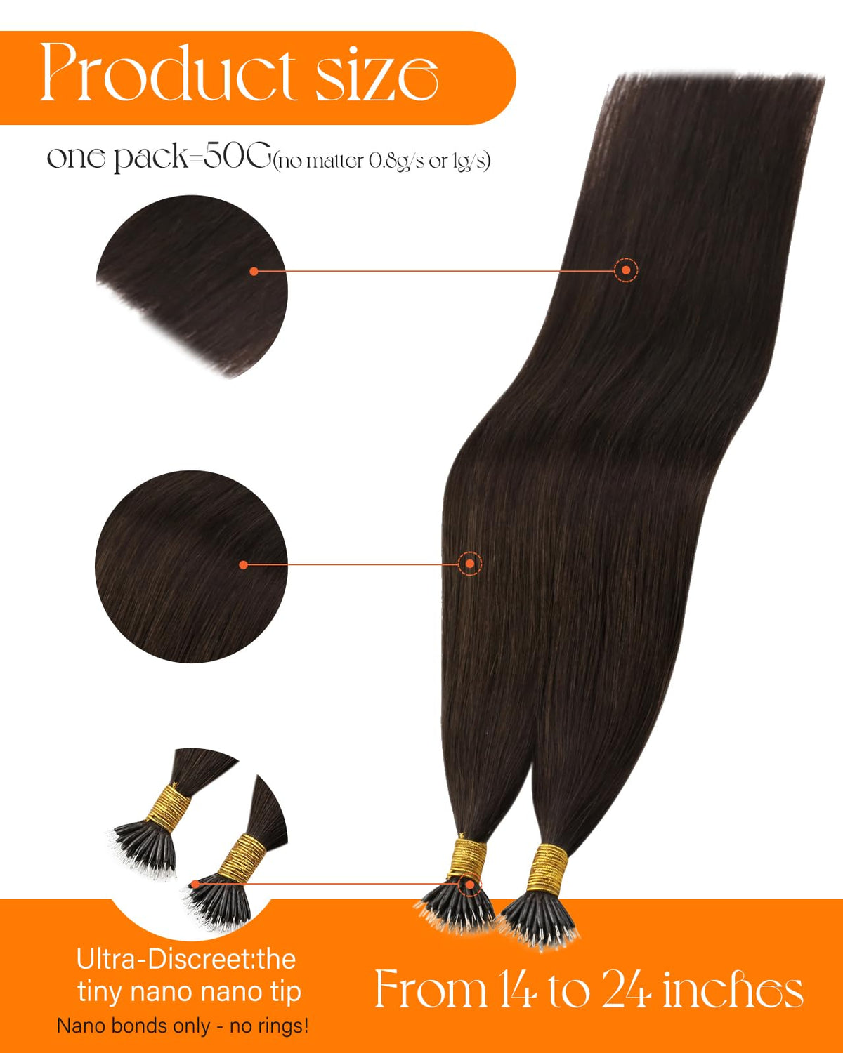 Close-up of Sunny Hair Nano Rings for extensions
