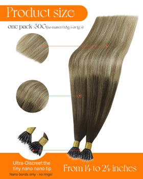 Close-up of Sunny Hair Nano Rings on extensions