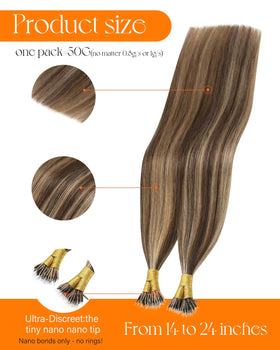 Close-up of Sunny Hair Nano Rings on extensions