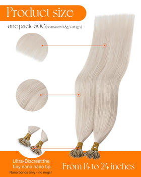 Close-up of Sunny Hair Nano Rings on extensions